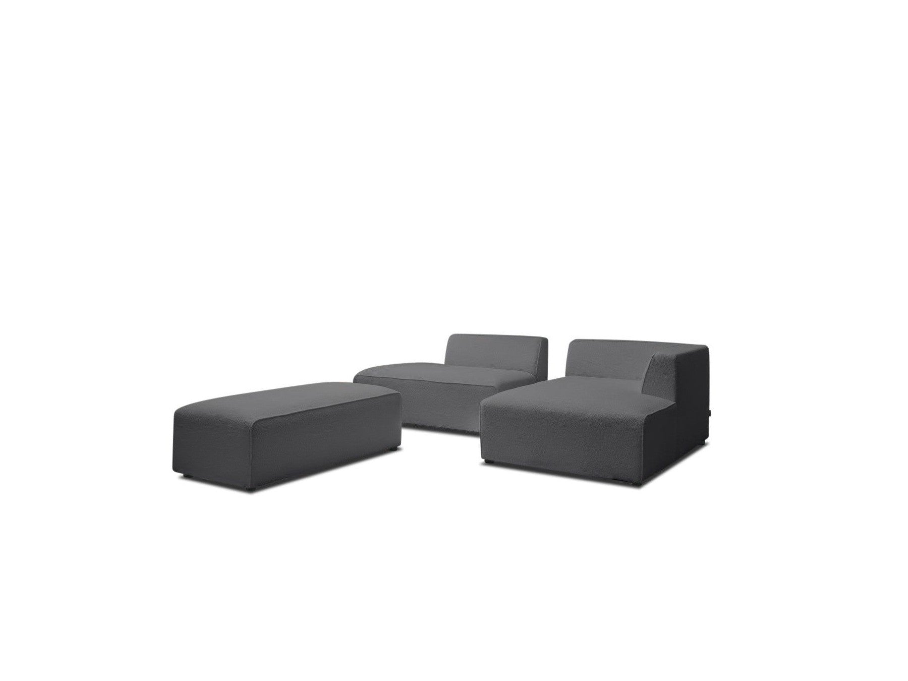 Megeve - Sofá esquinero fijo modular - Tela bouclé - Con puf - Esquina derecha