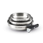 Sauter - Set De 3 Poêles Avec Poignée Amovible - Acier Inoxydable 304 - Argent