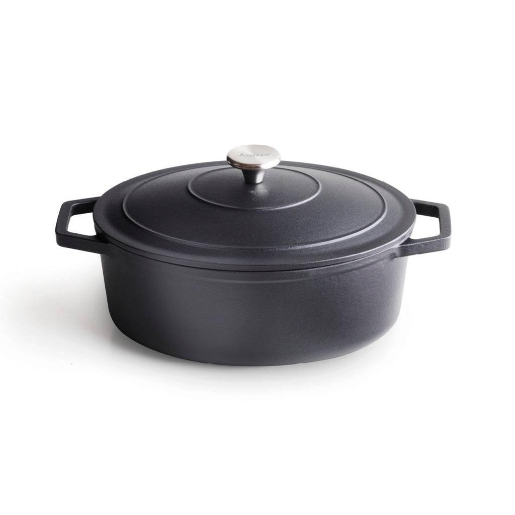 Sauter - Oval stegegryde med låg - Støbejern - Sort