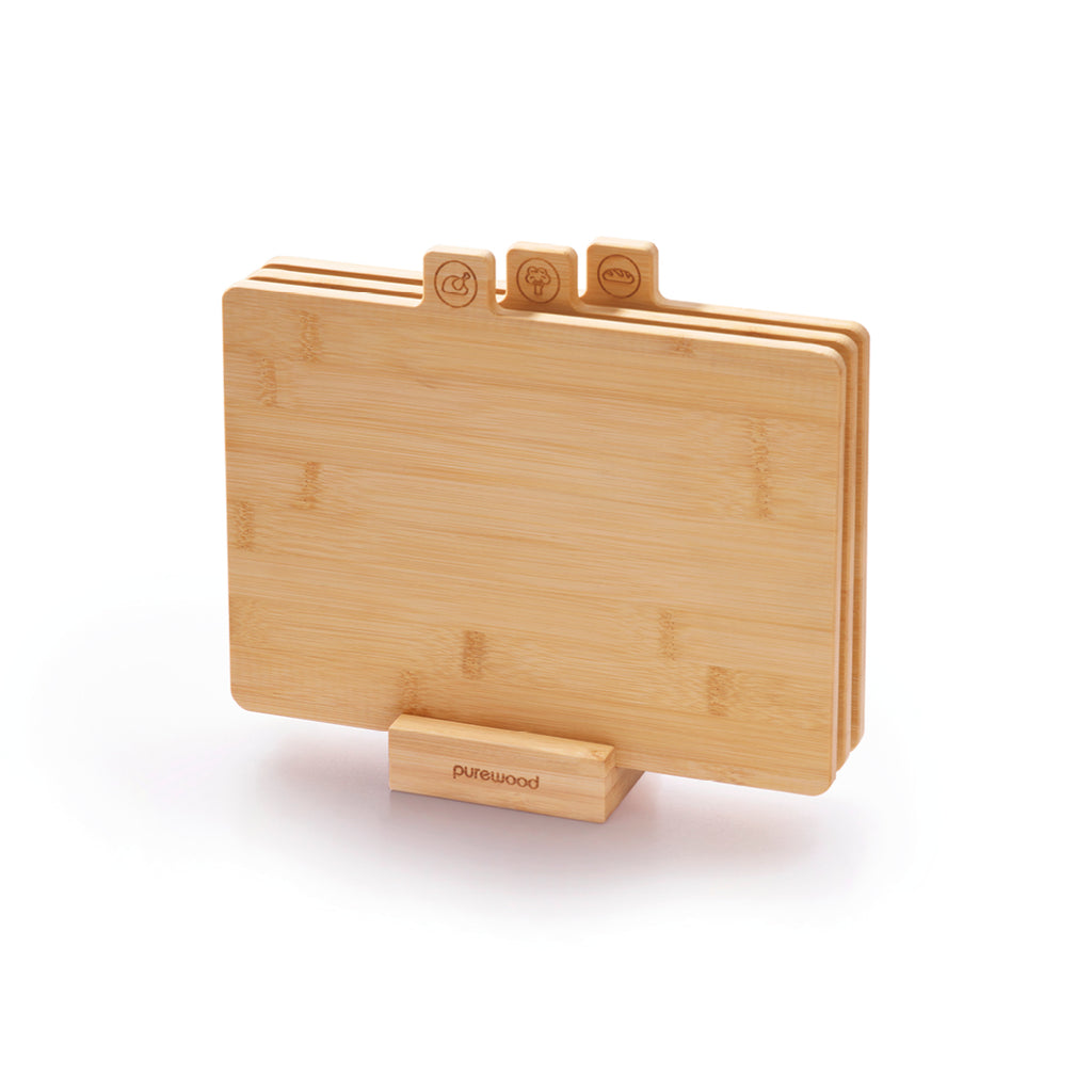 Sauter - Set De 3 Planches À Découper Avec Support - Bambou - Marron Clair