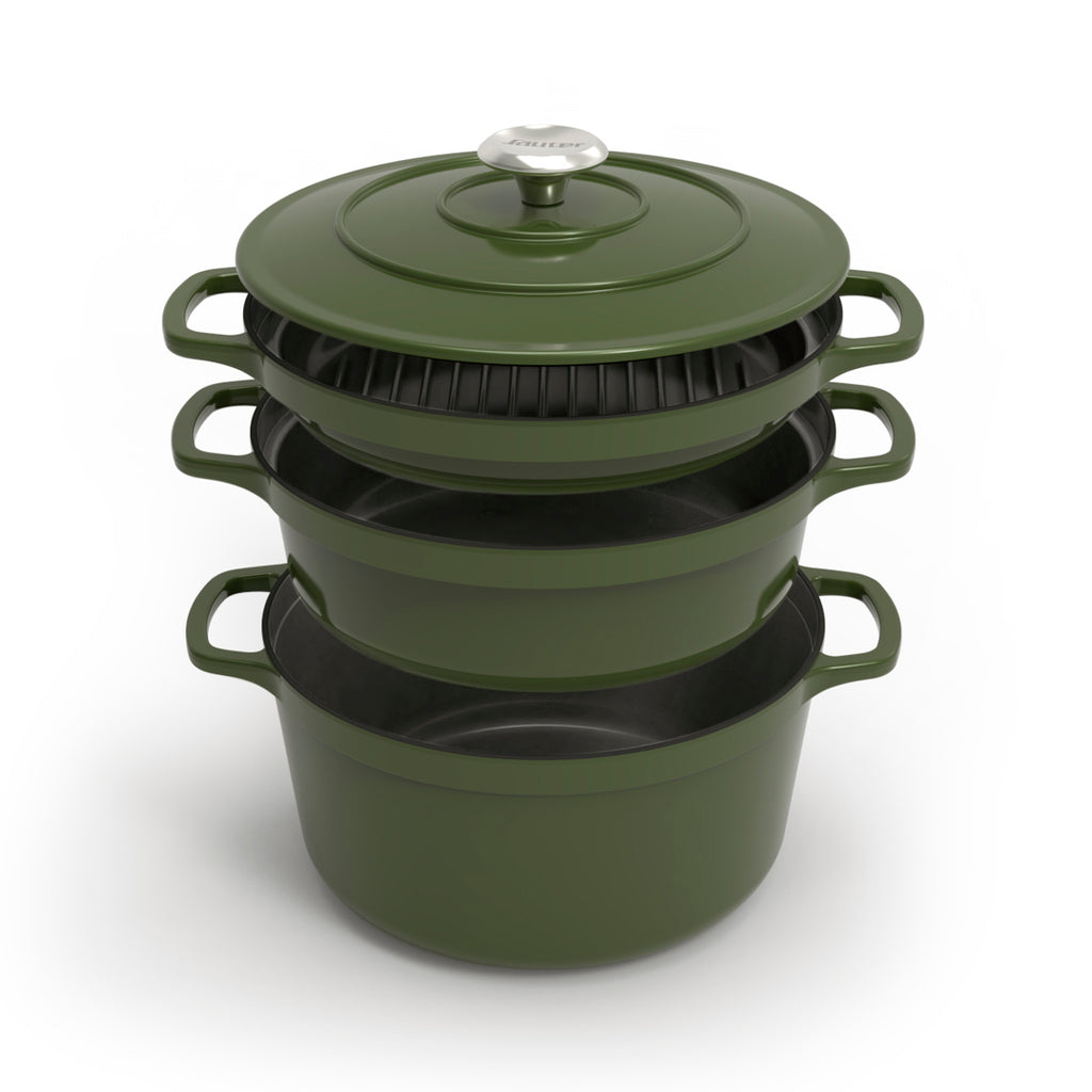 Sauter - 4-Piece Stackable Cookware Set - Cast Iron - Green