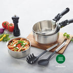 Set De 3 Casseroles Avec Poignée Amovible - Argenté