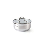 Tapa De Vidrio Con Botón De Acero Inoxidable - Transparente/Plata - 3 Tamaños