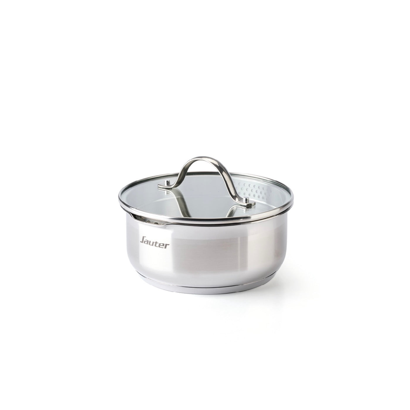 Tapa De Vidrio Con Botón De Acero Inoxidable - Transparente/Plata - 3 Tamaños