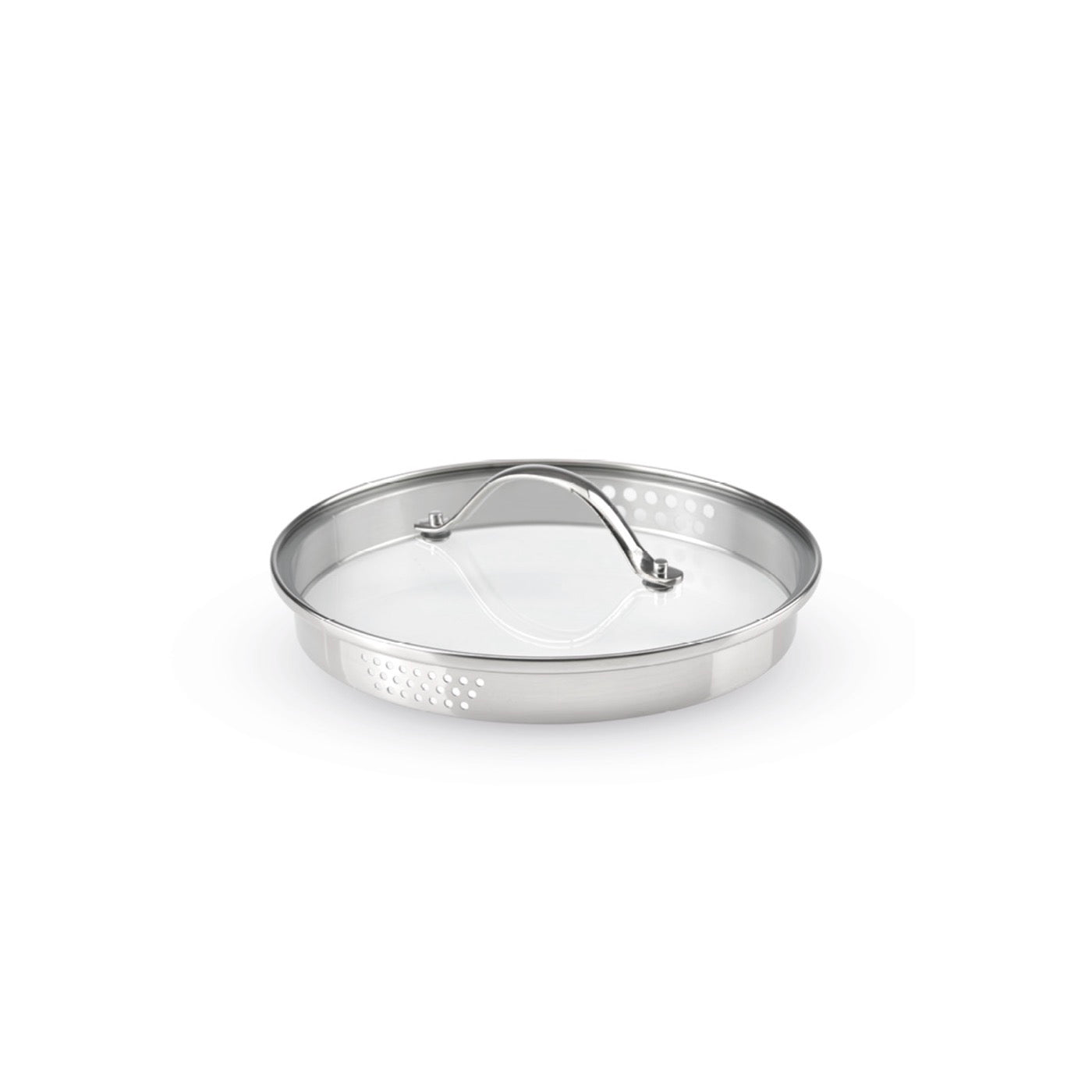 Tapa De Vidrio Con Botón De Acero Inoxidable - Transparente/Plata - 3 Tamaños