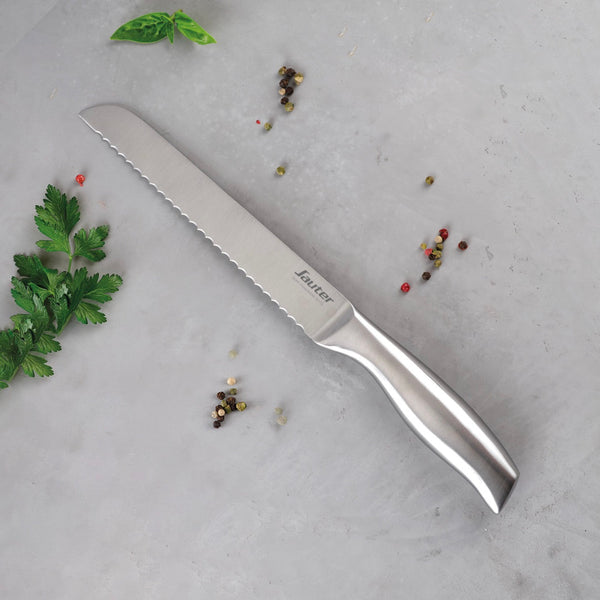 Stainless Steel Bread Knife With Hollow Handle - Silver - 20cm