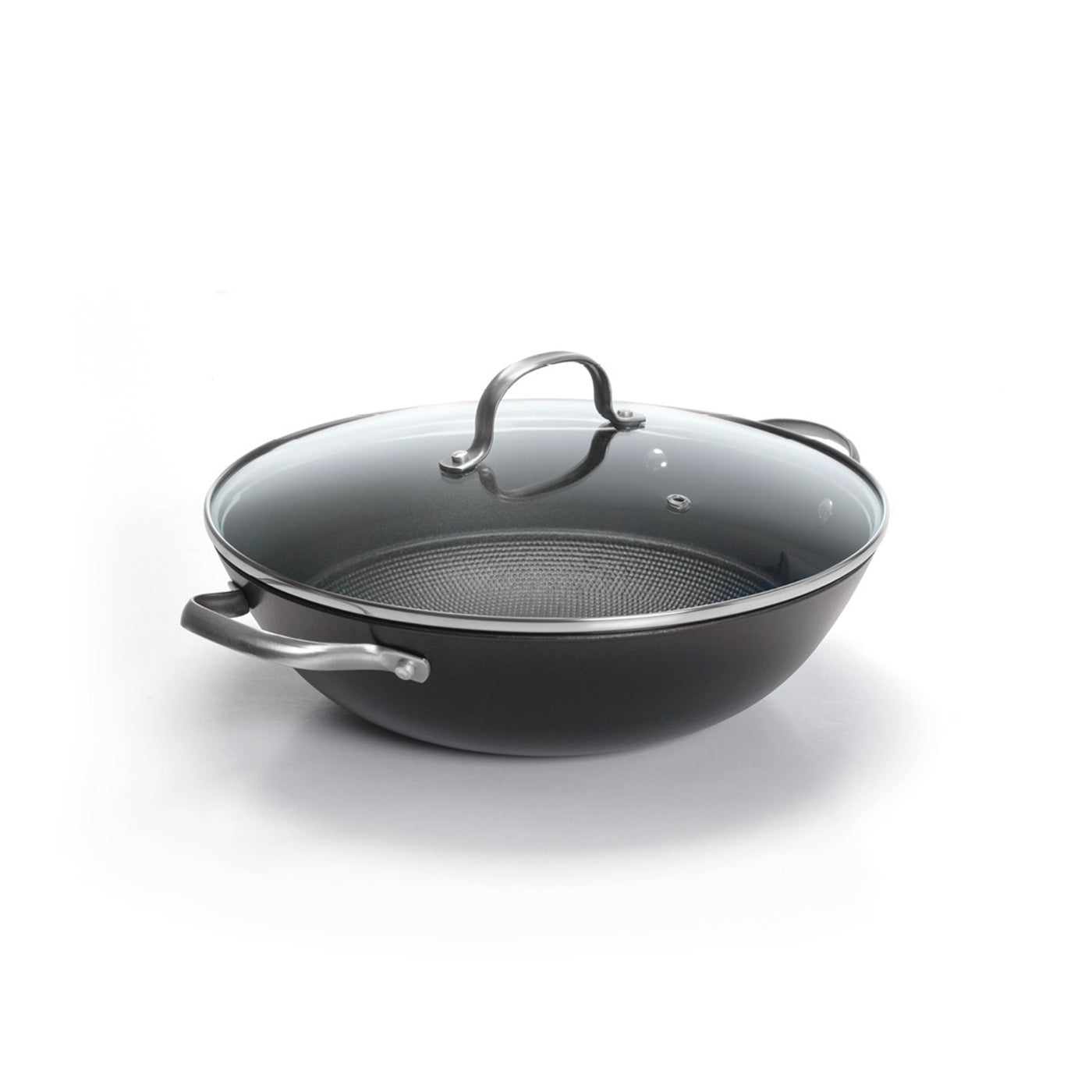 Cast Iron Wok Honeycomb Structure - Black - 30cm