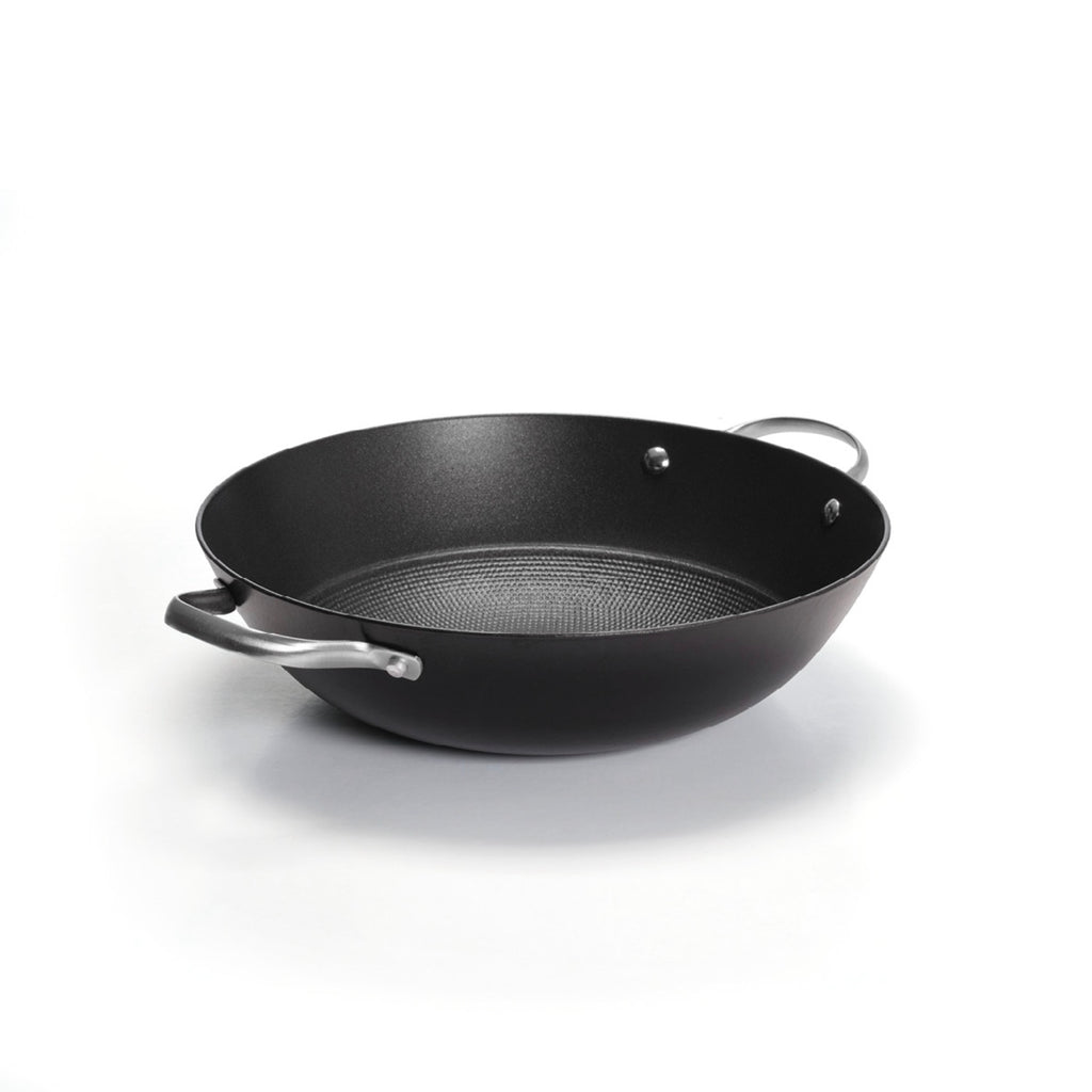 Cast Iron Wok Honeycomb Structure - Black - 30cm