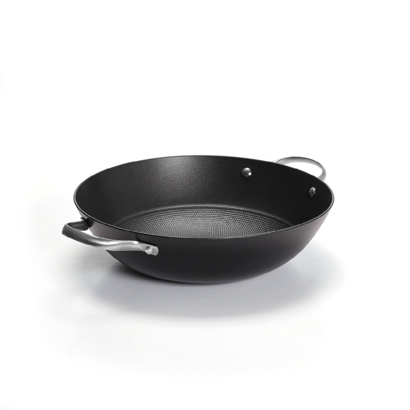 Cast Iron Wok Honeycomb Structure - Black - 30cm