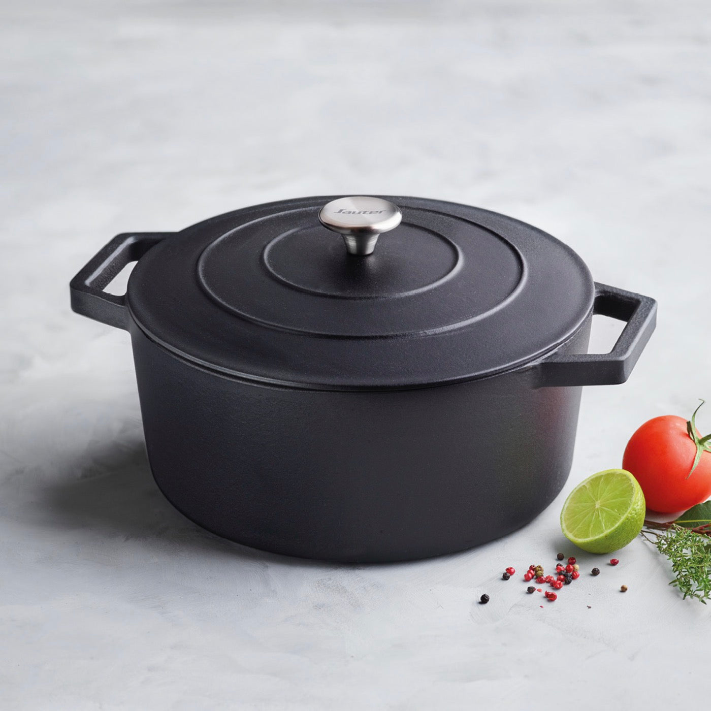 Round Cast Iron Casserole - Black - 28cm