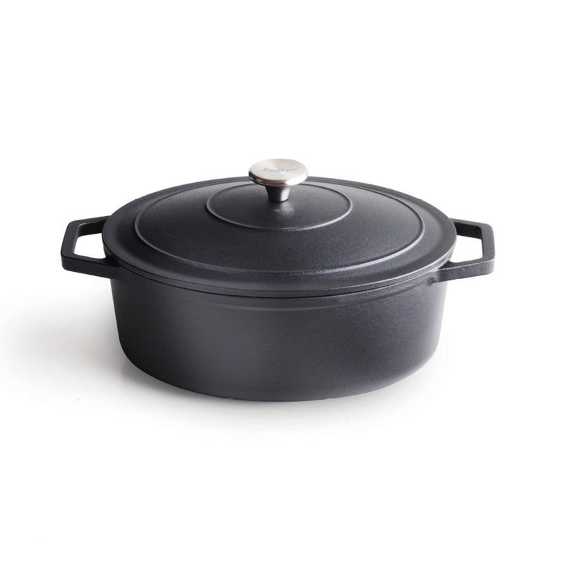 Oval Cast Iron Casserole - Black - 30cm