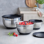 Set of 3 Stainless Steel Mixing Bowls - Silver