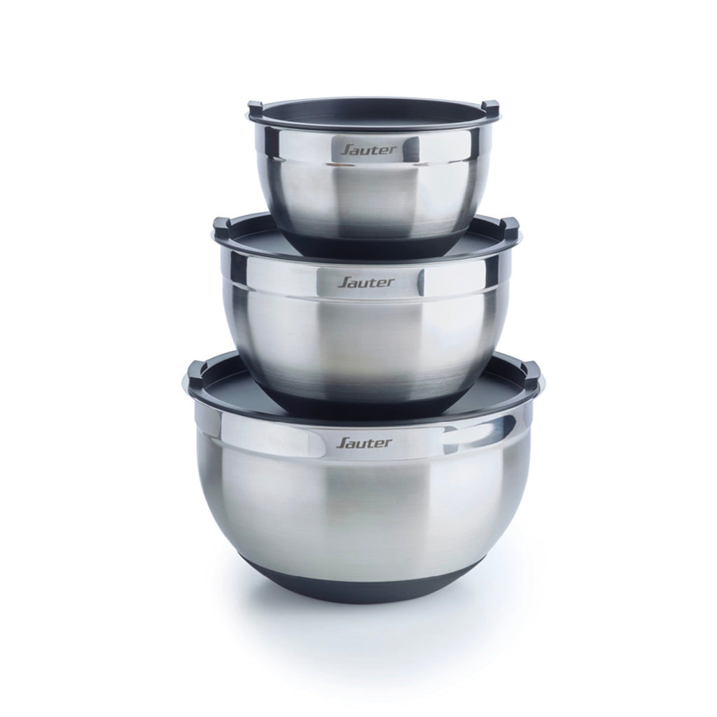 Set of 3 Stainless Steel Mixing Bowls - Silver