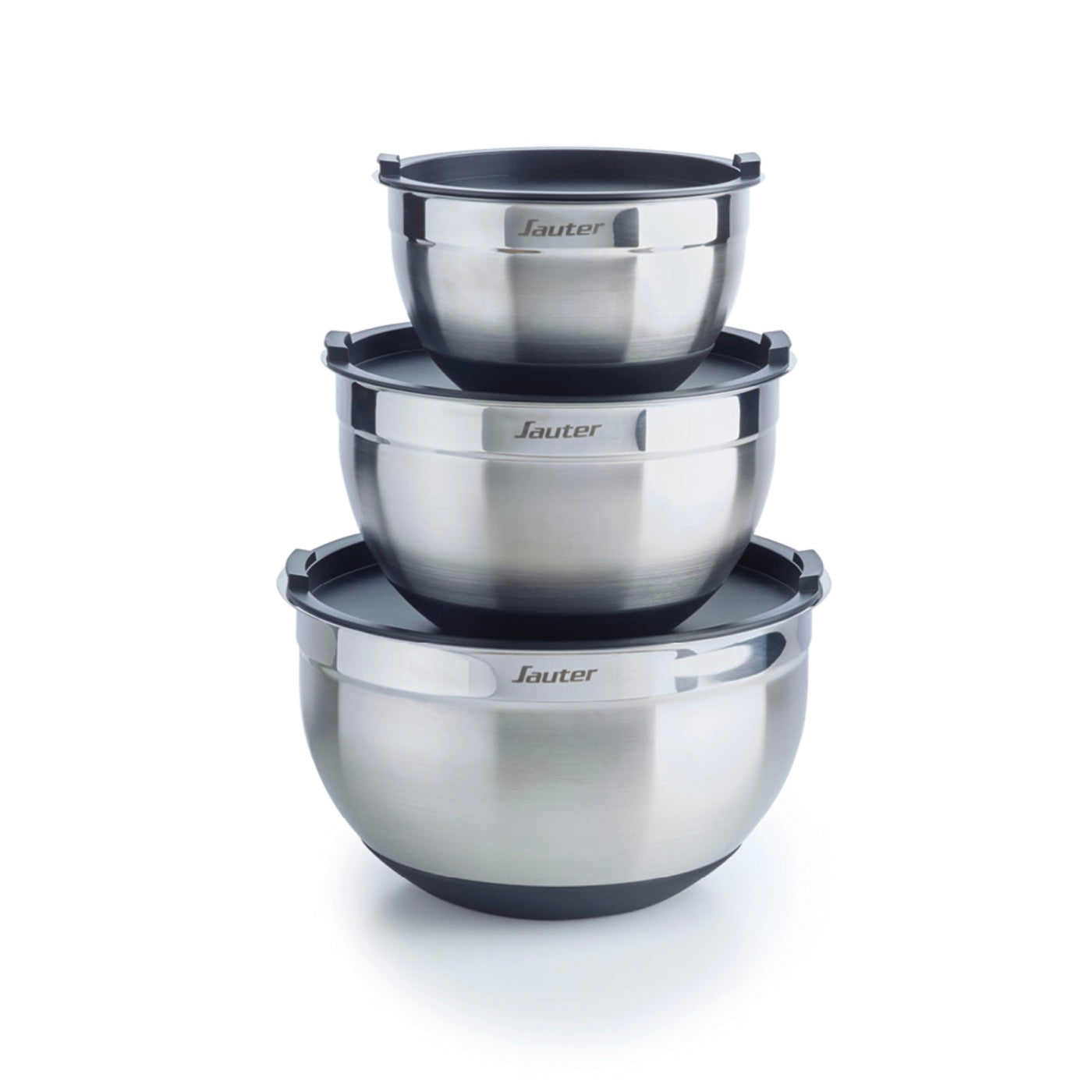 Set of 3 Stainless Steel Mixing Bowls - Silver
