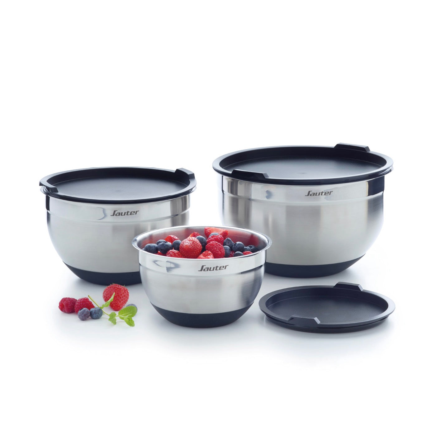 Set of 3 Stainless Steel Mixing Bowls - Silver