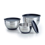 Set of 3 Stainless Steel Mixing Bowls - Silver