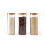 Set De 3 Bocaux En Verre Ronds Avec Couvercles En Bambou - Transparent
