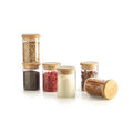 Set of 6 Small Glass Spice Jars with Bamboo Lids - Transparent