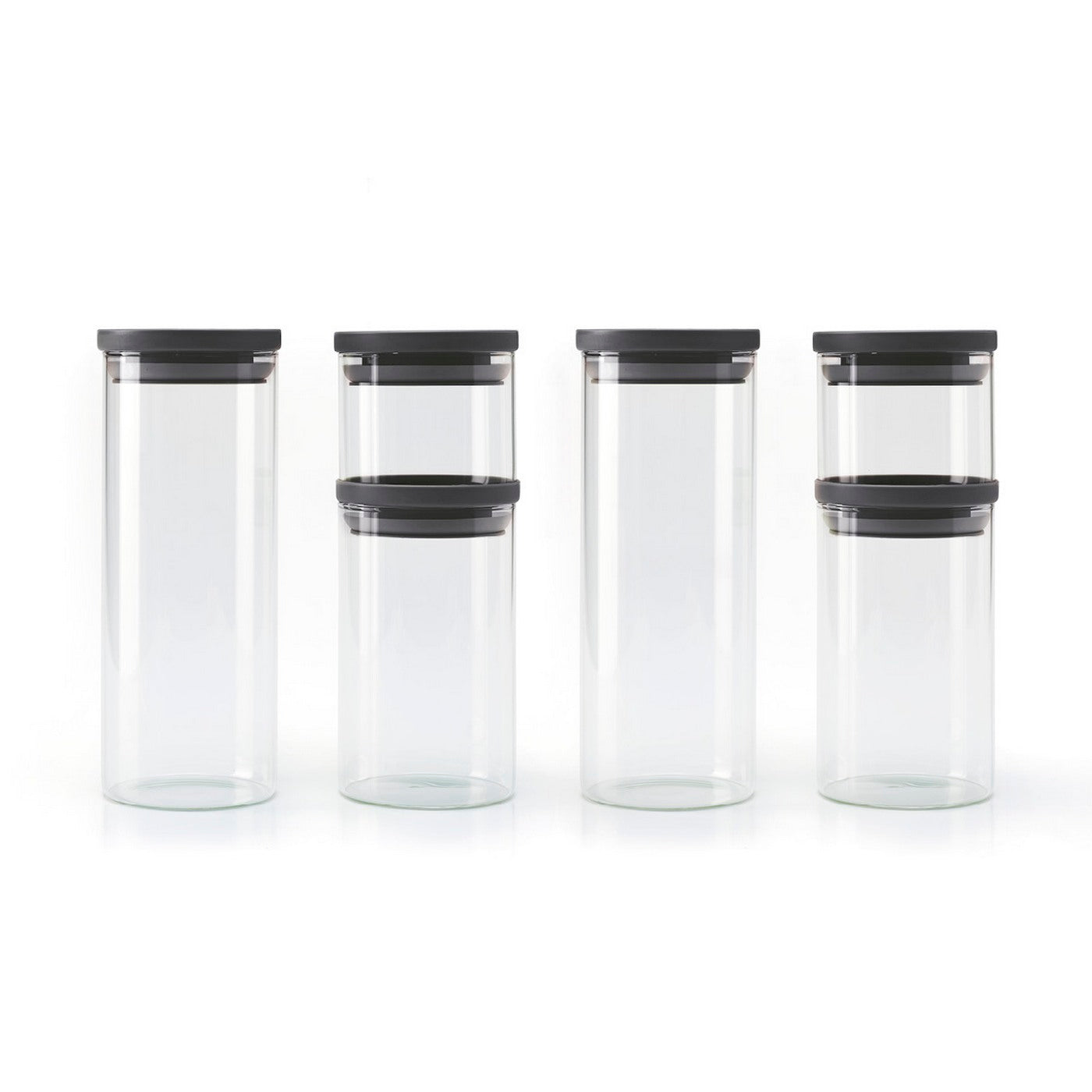 Set De 6 Boîtes En Verre Avec Couvercles En Plastique - Noir