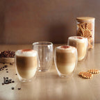 Set of 4 Double Wall Glass Cups - Transparent - Large Format