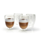 Set of 4 Double Wall Glass Cups - Transparent - Large Format