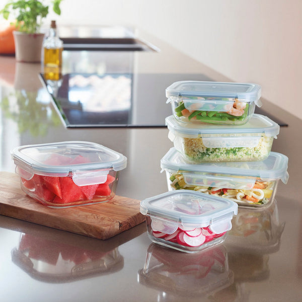 Set of 5 Storage Boxes with Lid - Transparent
