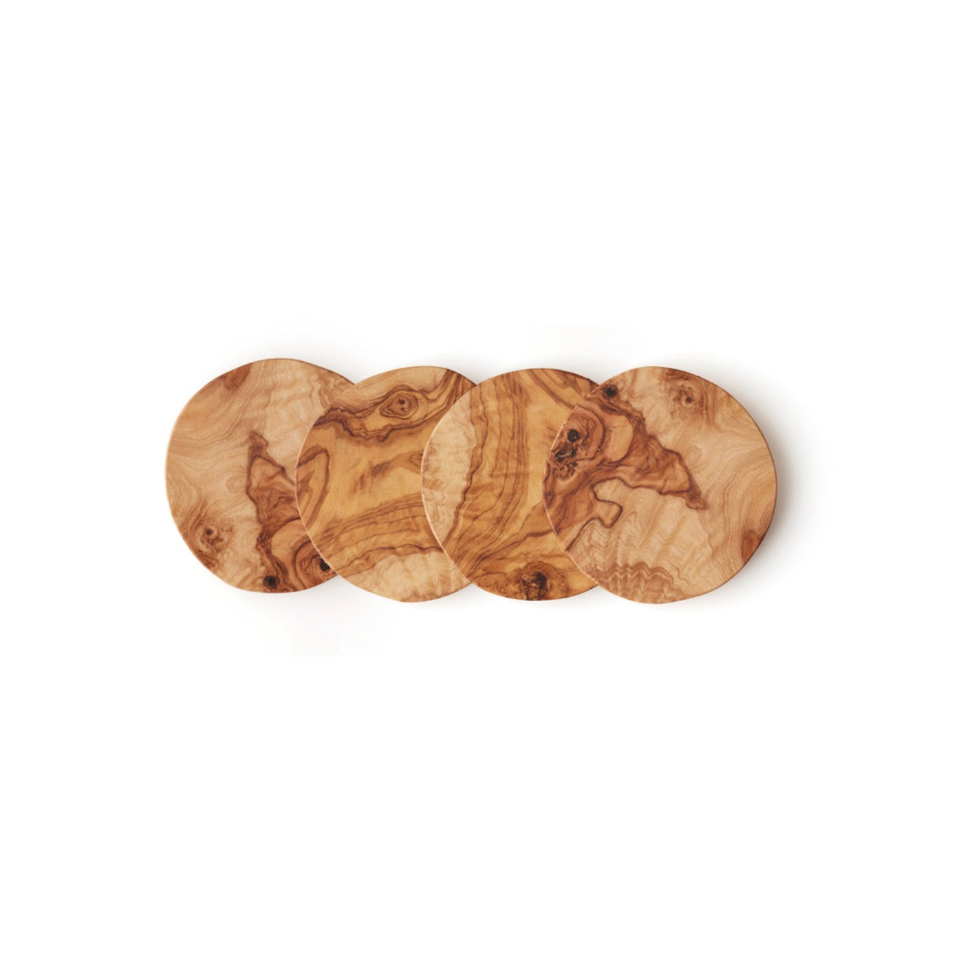 Set Of 4 Olive Wood Coasters - Wood