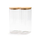 Set De 3 Bocaux En Verre Avec Couvercles En Bambou - Transparent