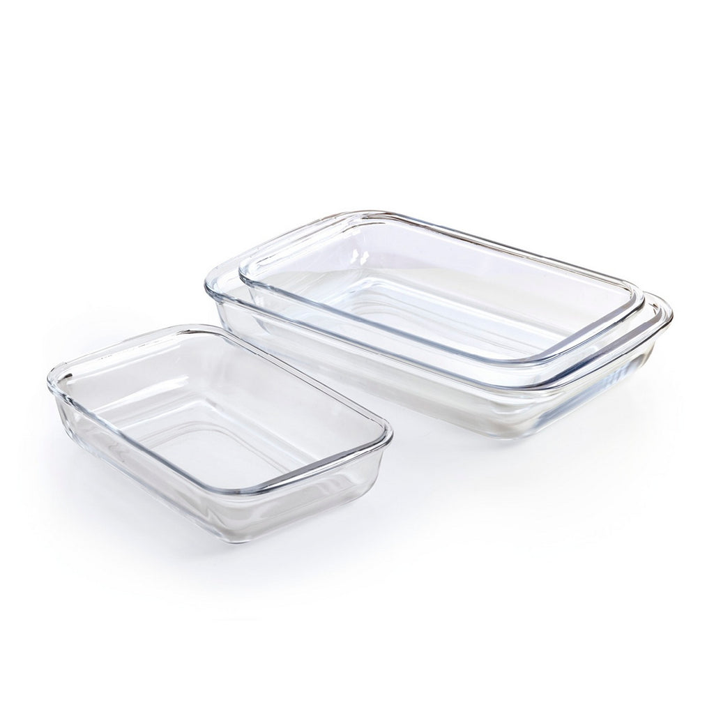 Set Of 3 Glass Oven Dishes - Transparent