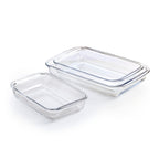 Set Of 3 Glass Oven Dishes - Transparent