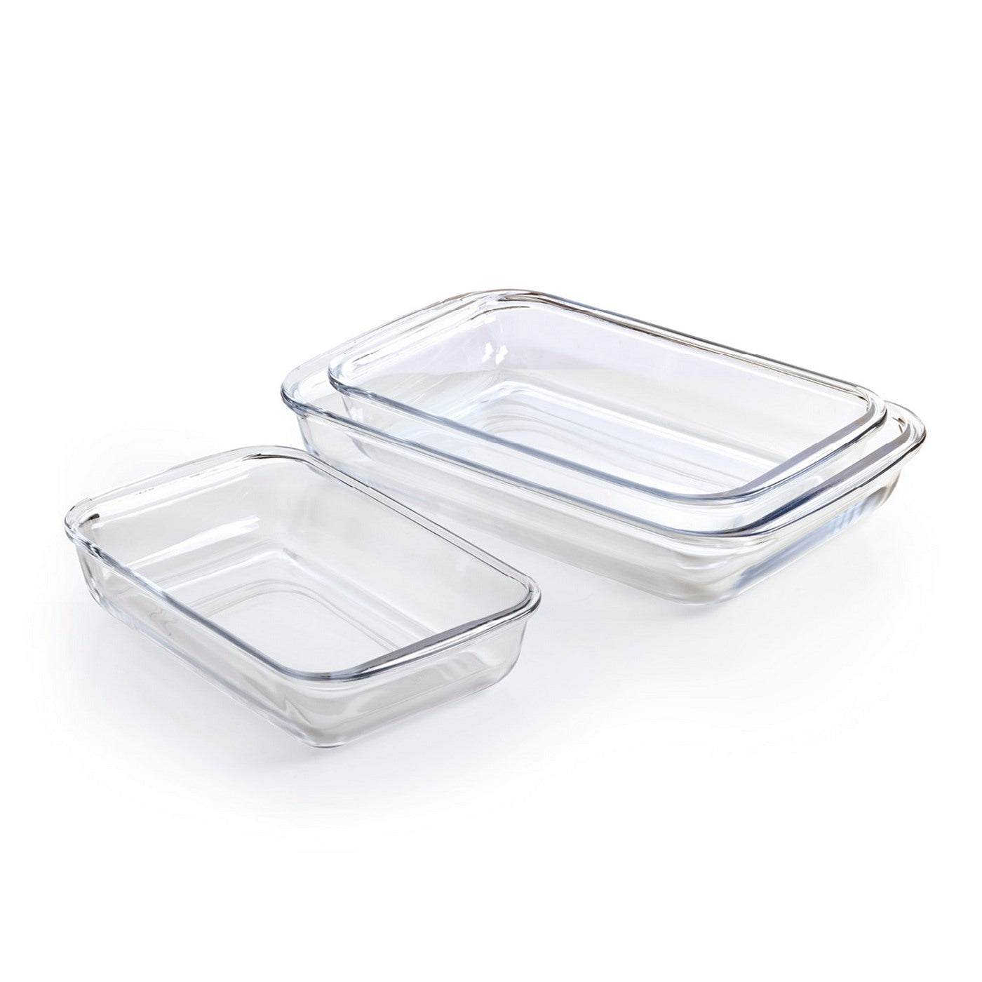 Set Of 3 Glass Oven Dishes - Transparent