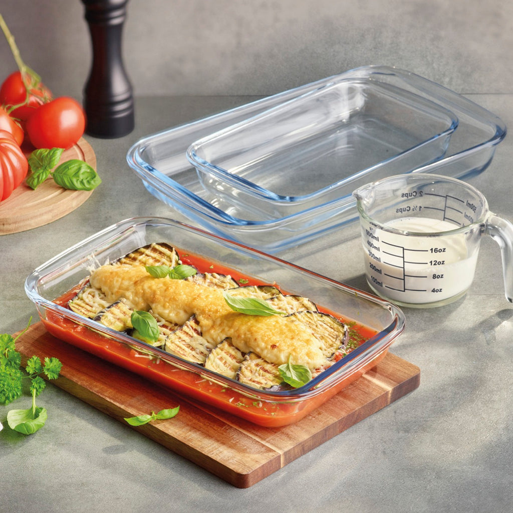 Set Of 3 Glass Oven Dishes - Transparent
