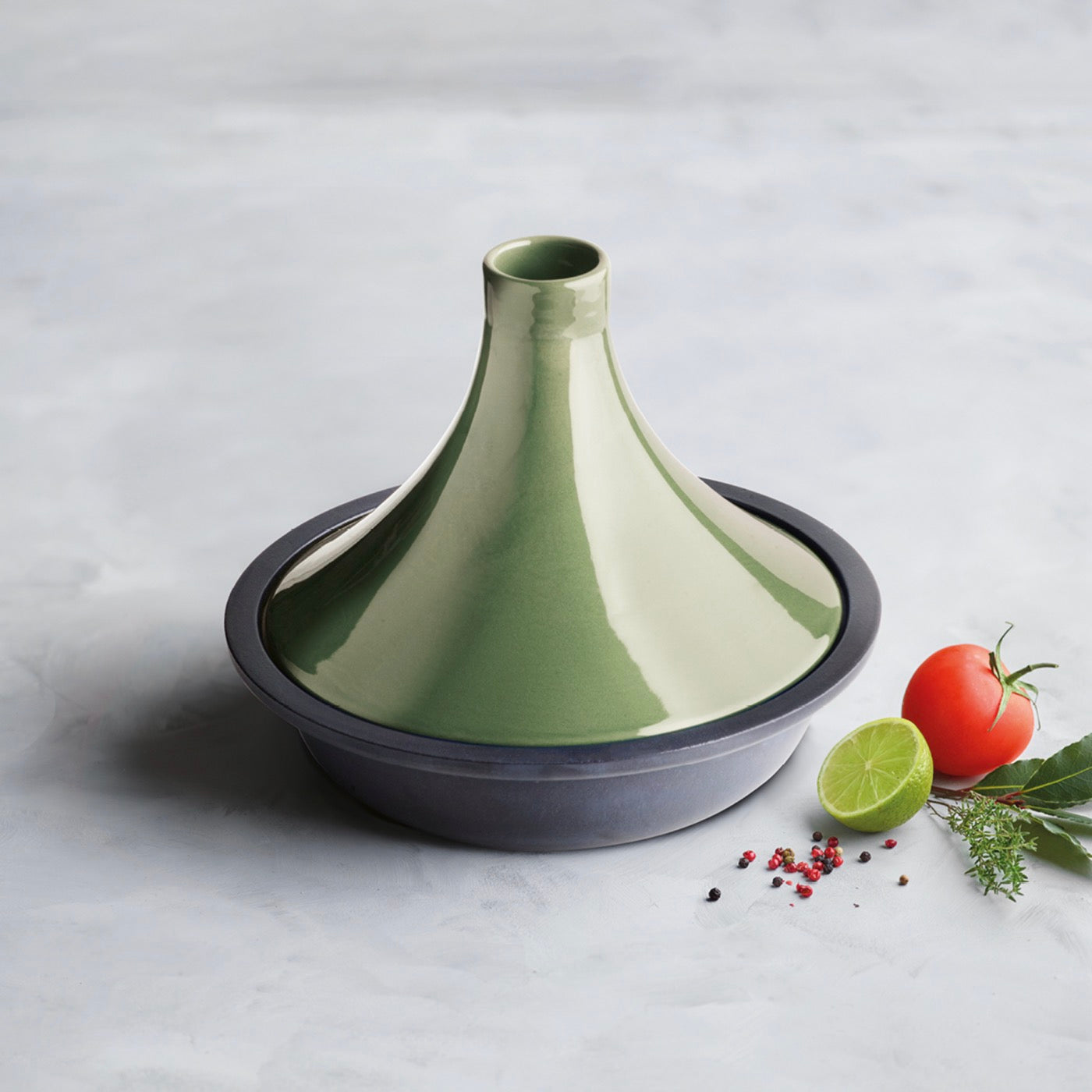 Cast Steel Tagine With Ceramic Lid - Green - 29cm