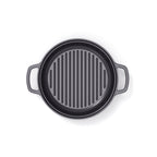 Stackable Cast Iron Cookware Set 4 Pieces (Casserole + Sauté Pan + Grill Pan) + 4 Silicone Protections - Black