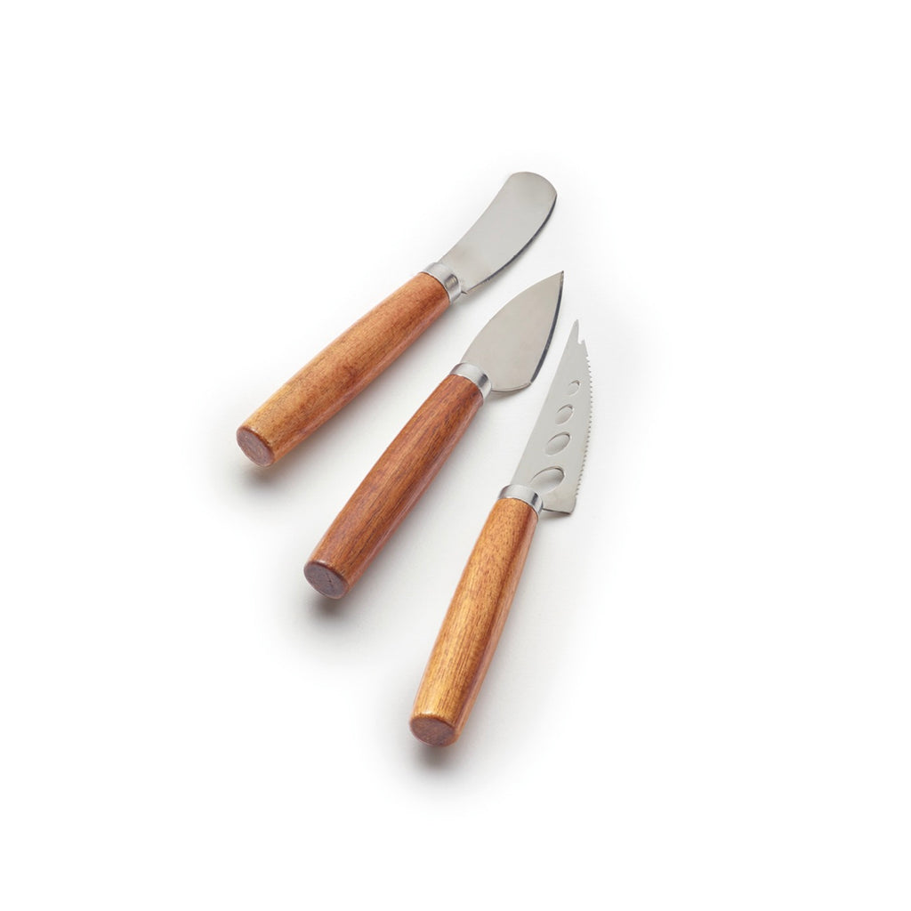 Rectangular Cutting Board With Handle + Set Of 3 Cheese Knives - Bamboo - Wood