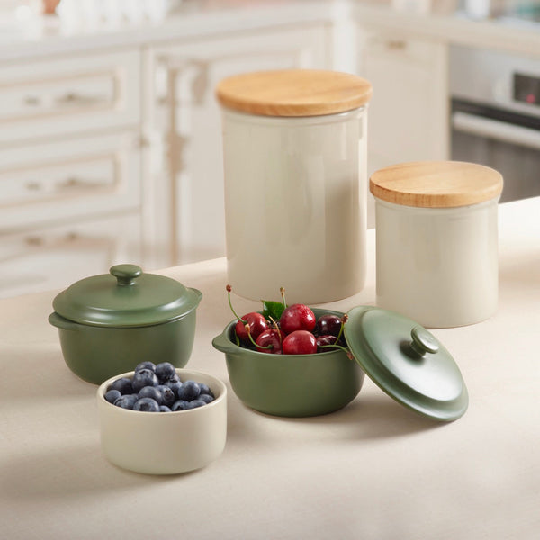 Set Of 4 Mini Round Casseroles - Green