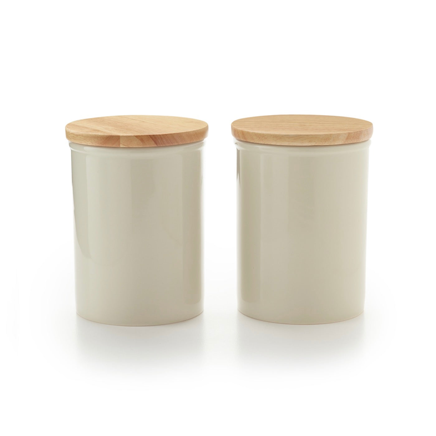 Set of 2 Storage Jars with Bamboo Lid - Cream