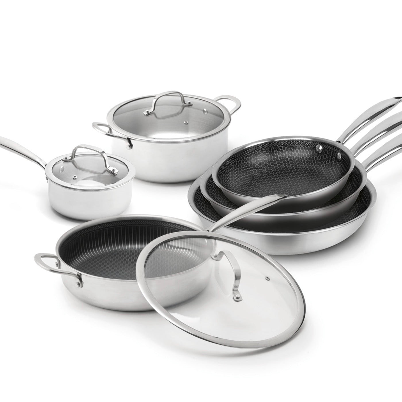 Batería De Cocina Triply 9 Piezas - Multinox Pro Ceramic - Plateado