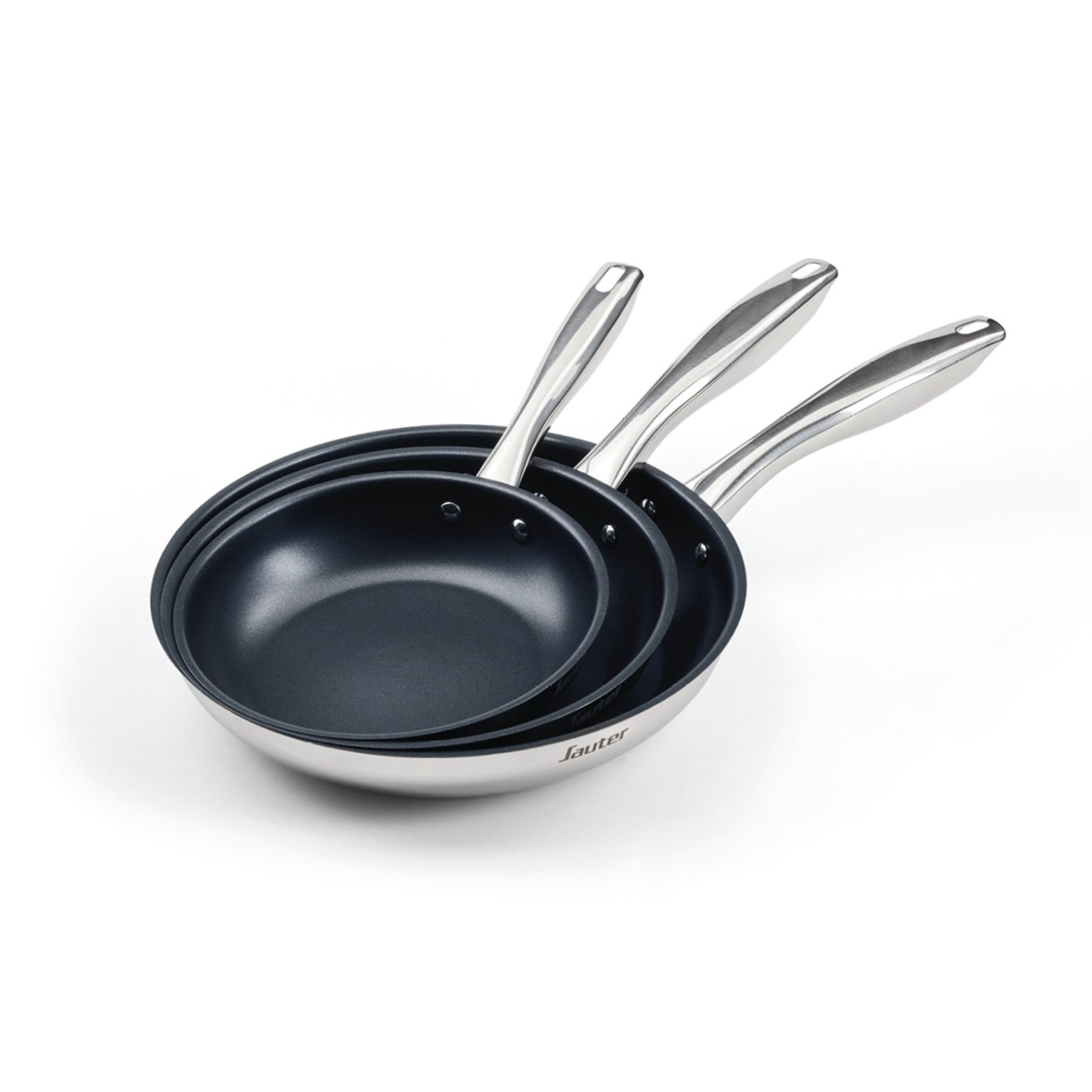 Juego de 3 Sartenes Antiadherentes - Qulinox Pro Ceramic - Plata