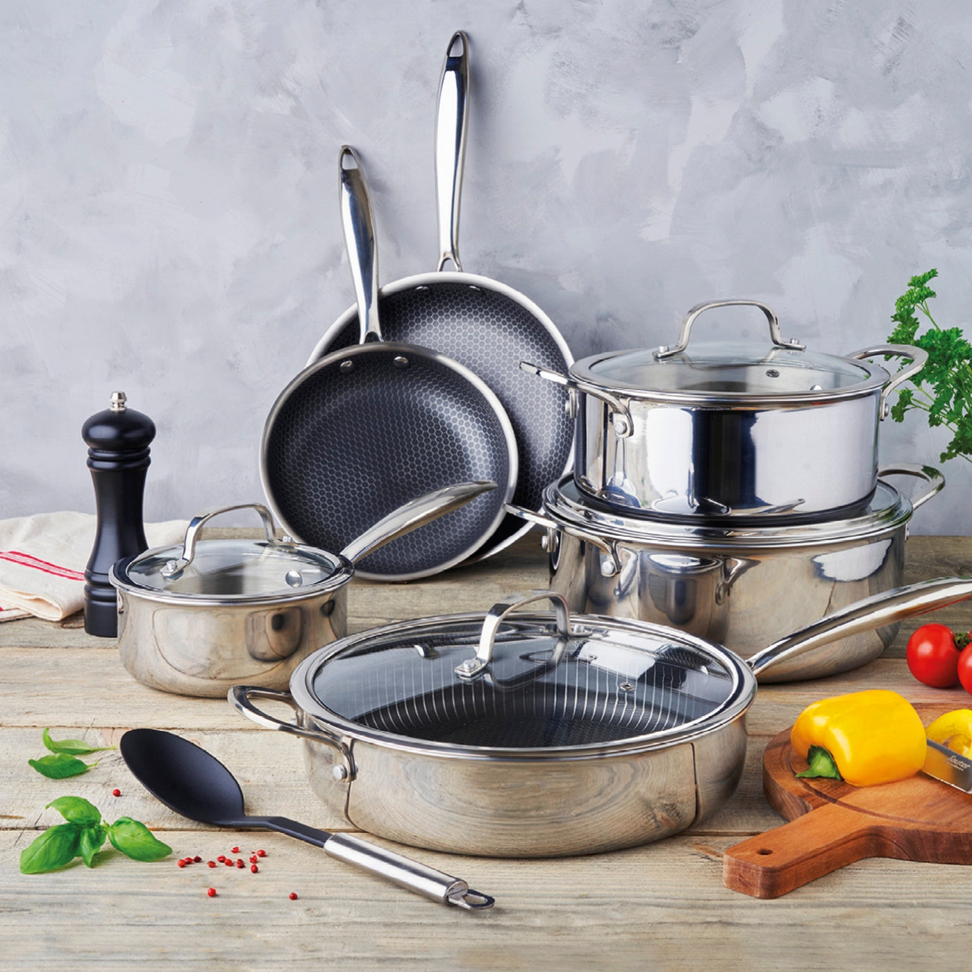 20CM Frying Pan - Triply Honeycomb Non-Stick Coating - Silver