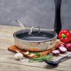 Sauteuse En Acier Inoxydable Triply Revêtement Nid D'Abeille Anti-Adhésif 24 Cm - Argenté
