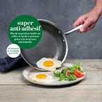 Wok En Acier Inoxydable Triply Revêtement Nid D'Abeille Anti-Adhésif 30 Cm - Argenté