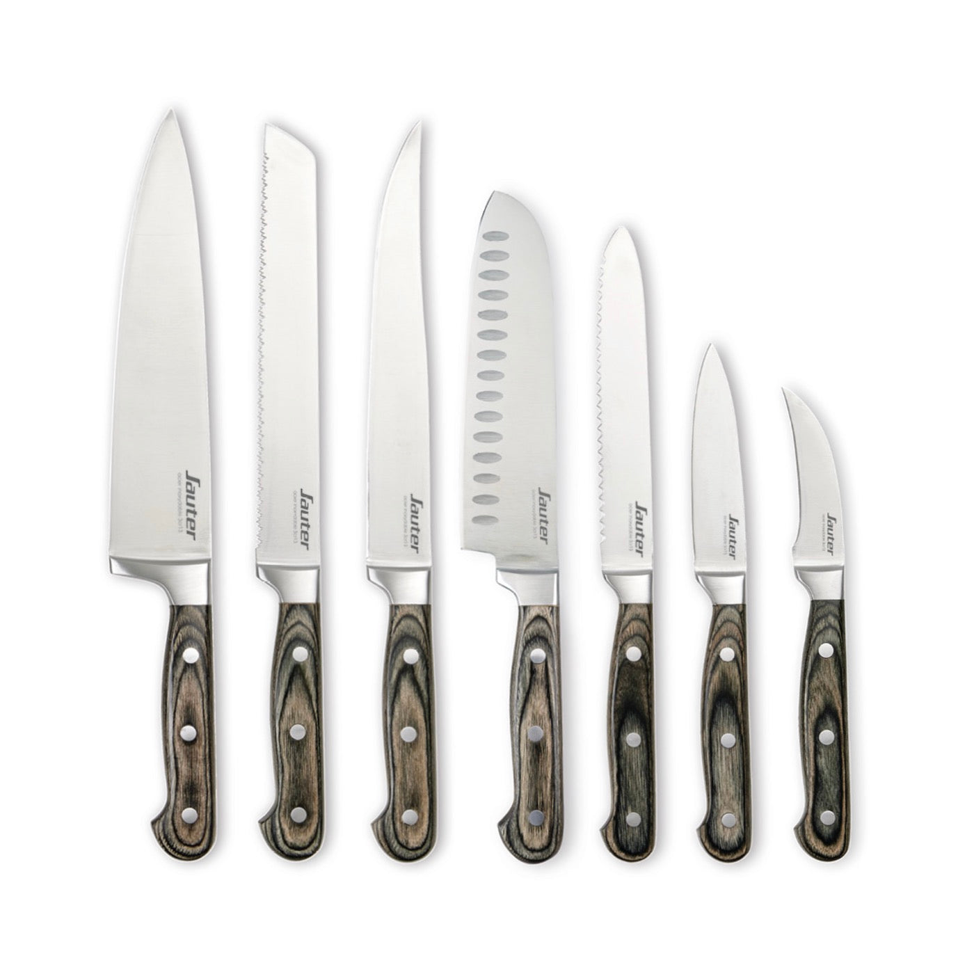 Set Of 7 Knives With Wooden Handle - Dark Gray