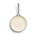 Set of 3 Enameled Cast Iron Frying Pans with Stainless Steel Handle - Dark Grey/Cream + Set of 3 Frying Pan Dividers - Dark/Cream + Black