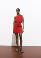 Robe Asymétrique Froncée Ceinture
