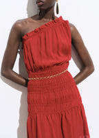 Robe Asymétrique Froncée Ceinture