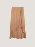High Waist Slit Long Skirt - Camel