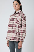Manteau En Laine A Carreaux - Carreau Prune
