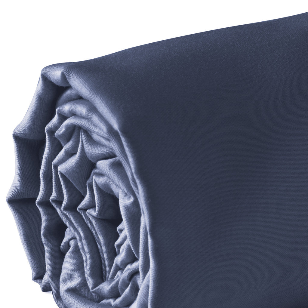Drap-Housse Satin De Coton - Uni Bleu Foncé