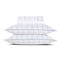 Cotton Sateen Sheet Set - Checked Pattern White / Blue
